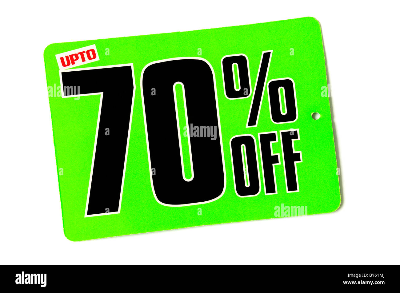 UPTO 70% off sale tag Stock Photo