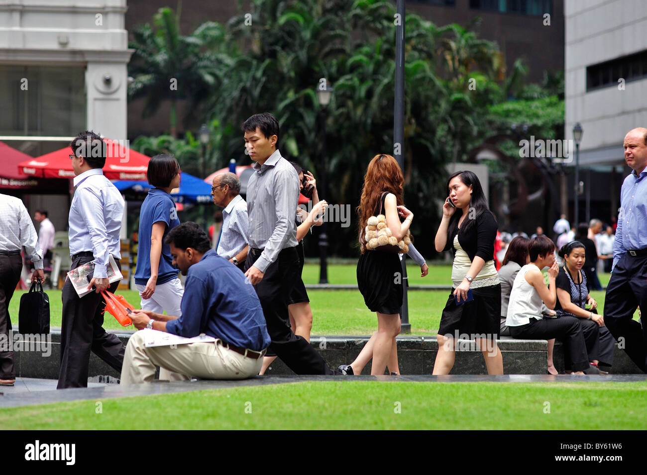 Business Professional People in Raffles Place Singapore Stock Photo