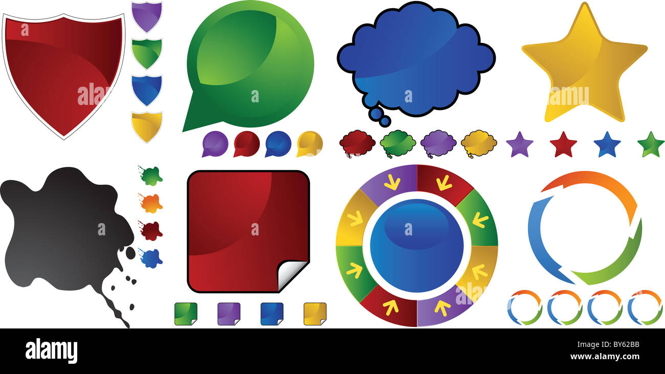 Blank button set isolated on a white background Stock Photo - Alamy