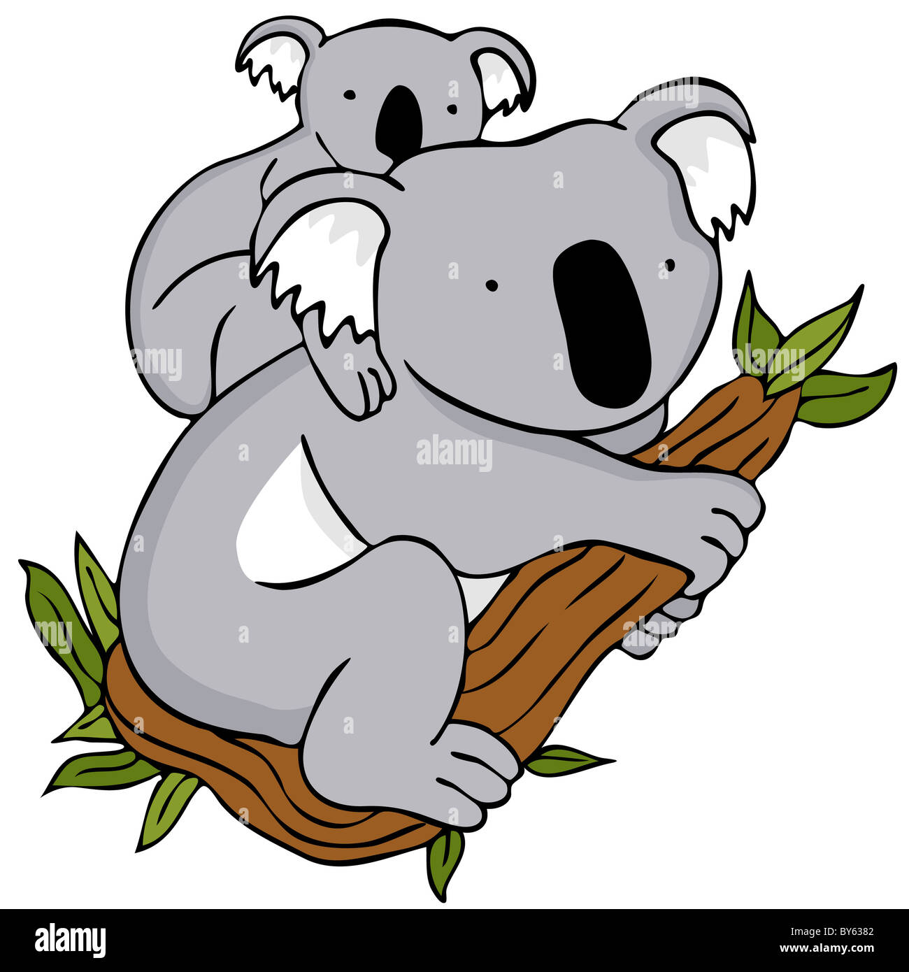 An image of a koala baby and mom cartoon drawing Stock Photo - Alamy