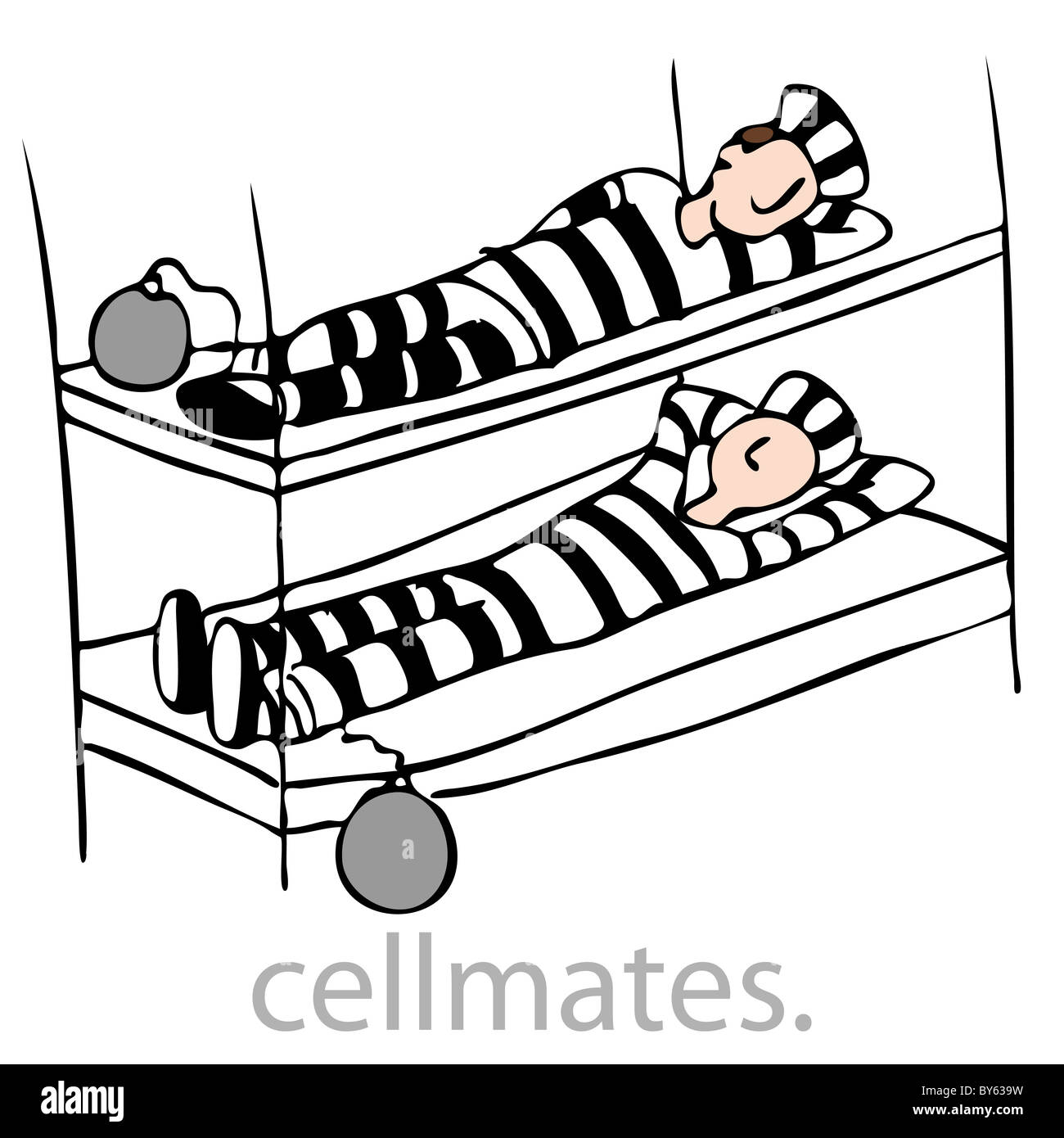 An image of a two prisioners in bunkbed. Stock Photo