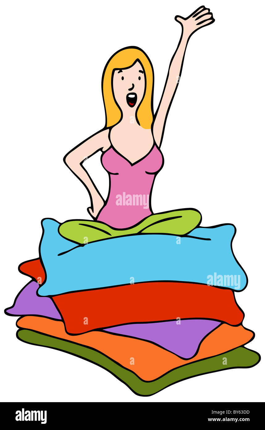 An image of a girl sitting on pillows Stock Photo Alamy