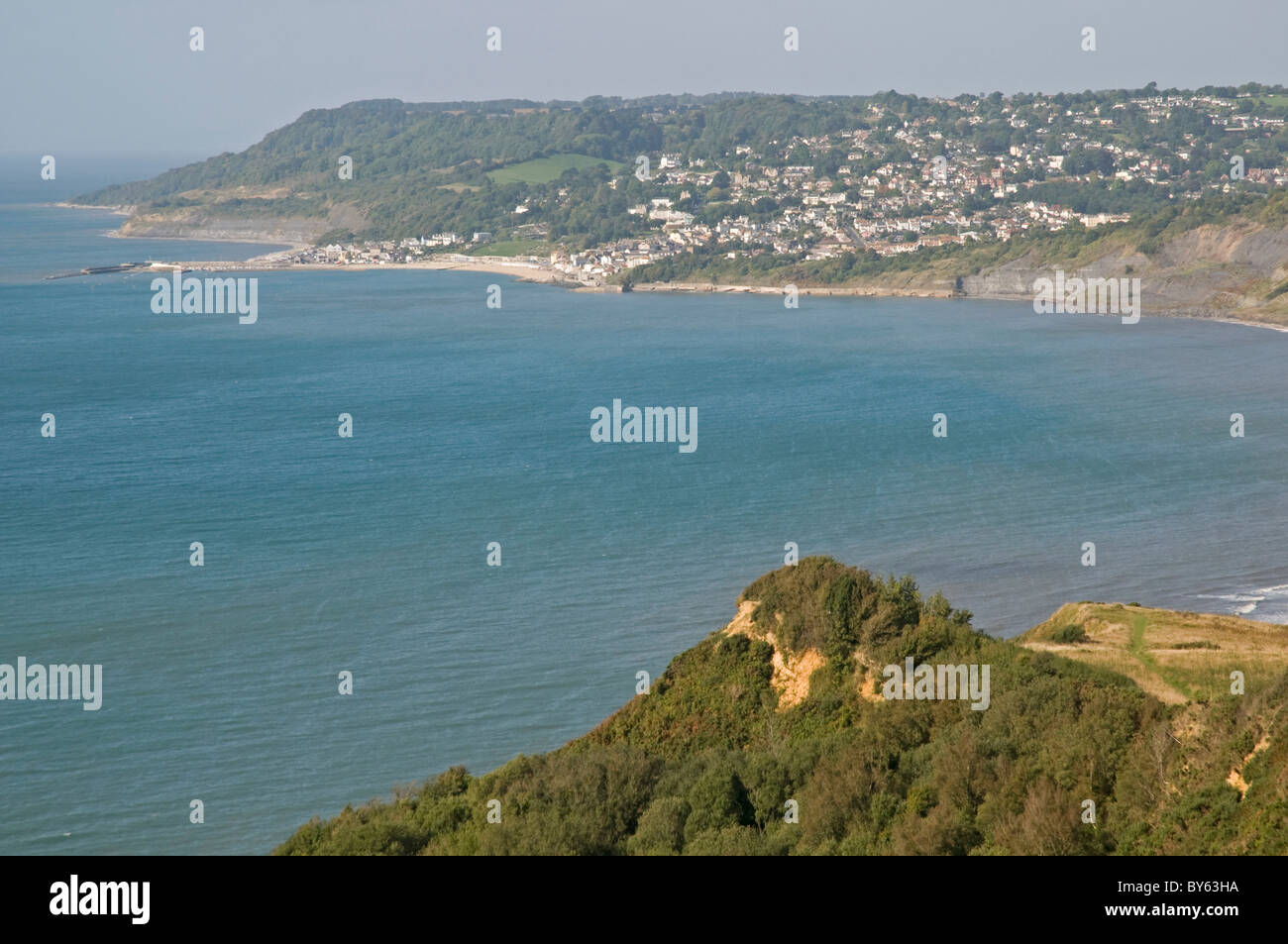 Looking east to Lyme Regis on the Dorset coast, viewed from Cains Folly cliffs Stock Photo