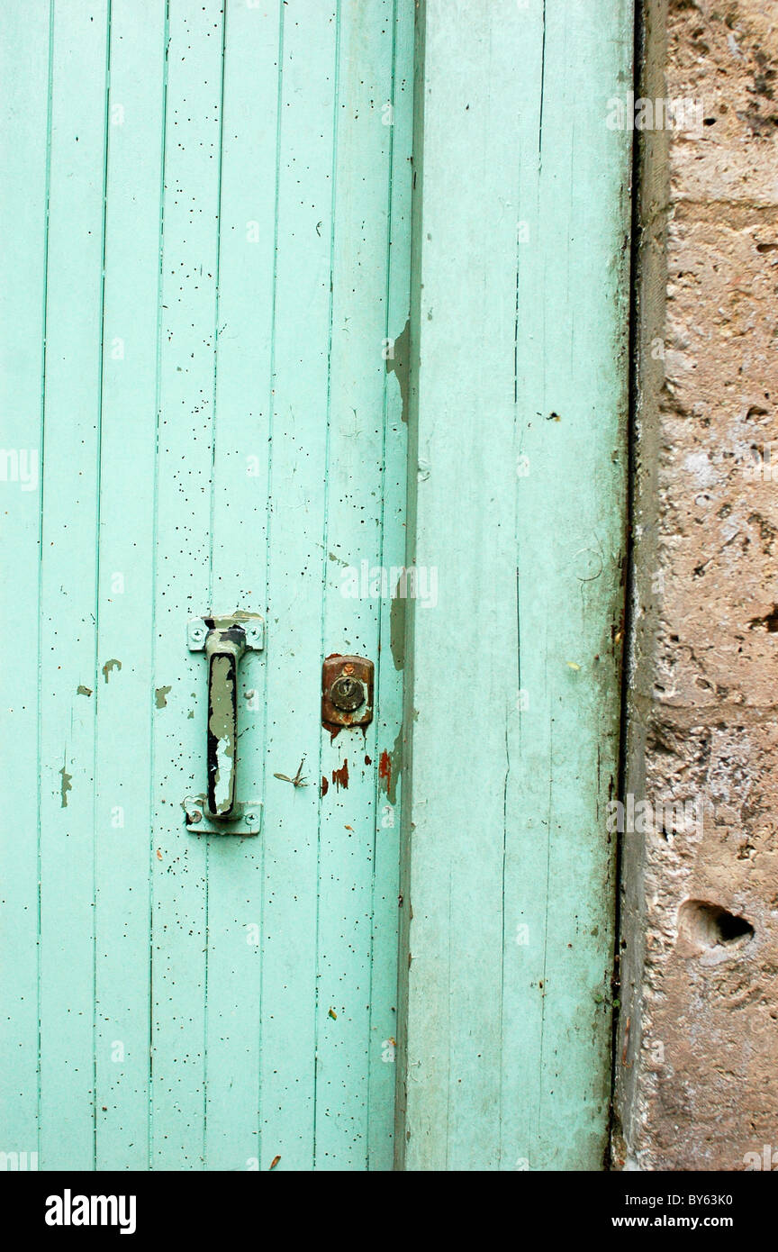 Detail of worn painted door in France Stock Photo Alamy