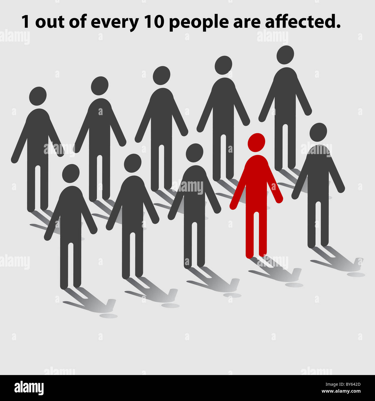 Statistical Chart Of People Showing One Out Of Every 10 People Affected