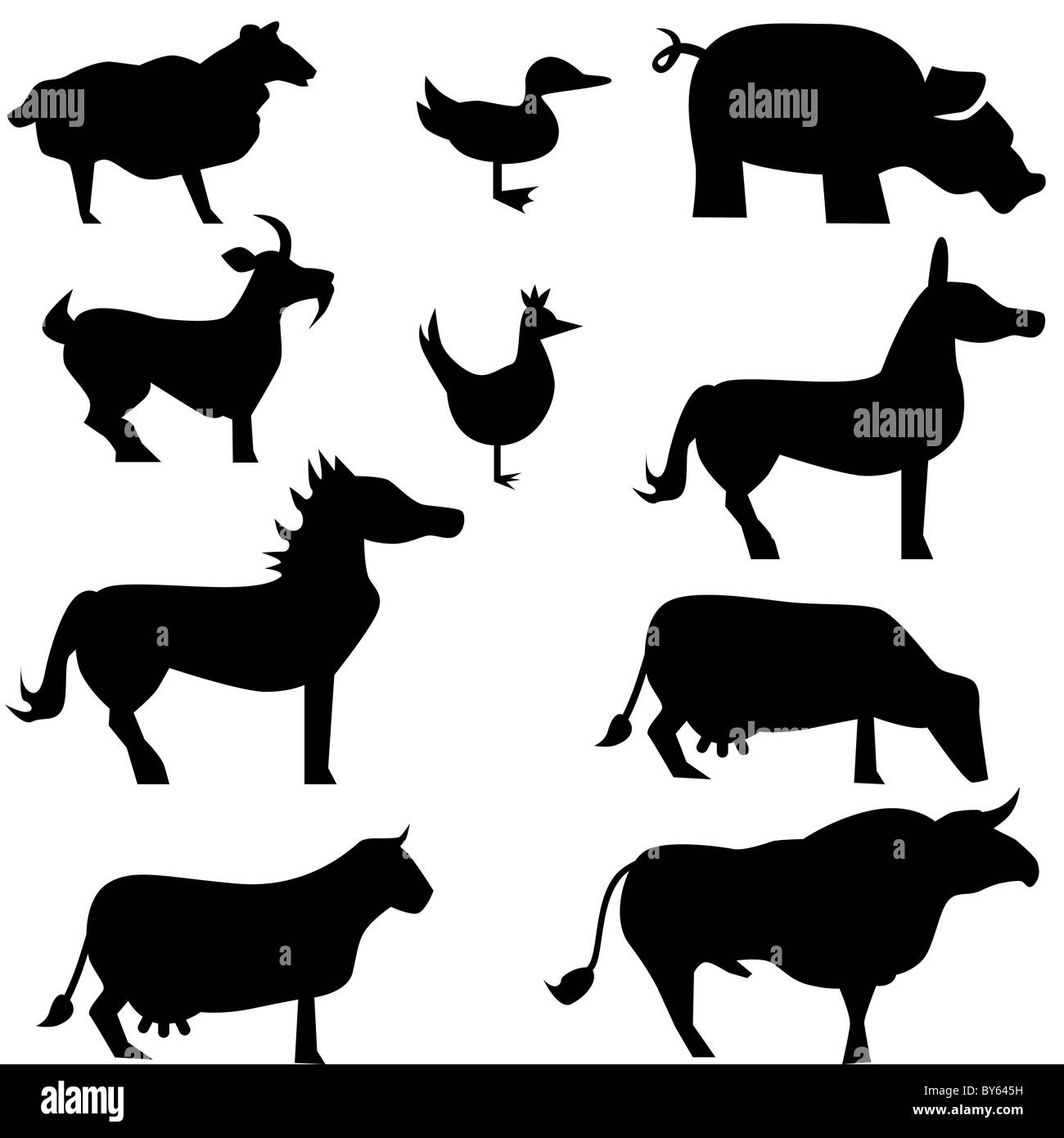 Farm animals isolated on a white background Stock Photo - Alamy