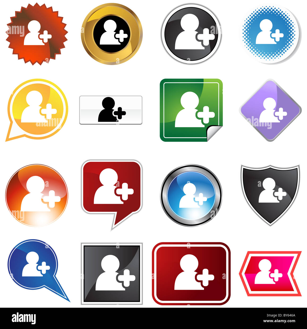 Add friend icon set isolated on a white background Stock Photo - Alamy