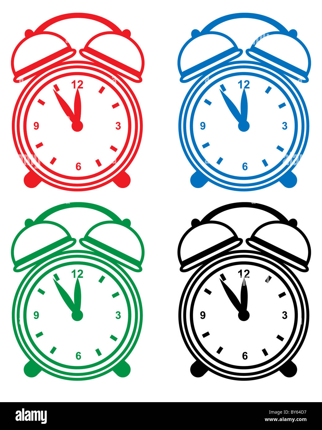 Alarm clock set isolated on a white background Stock Photo Alamy