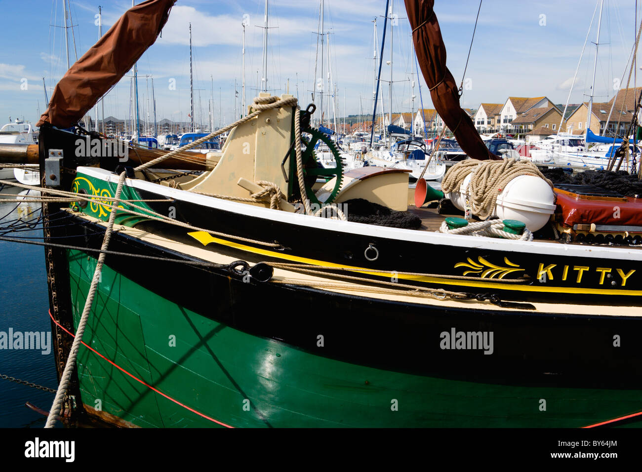 England Hampshire Portsmouth Port Solent Sailing barge SB Kitty moored