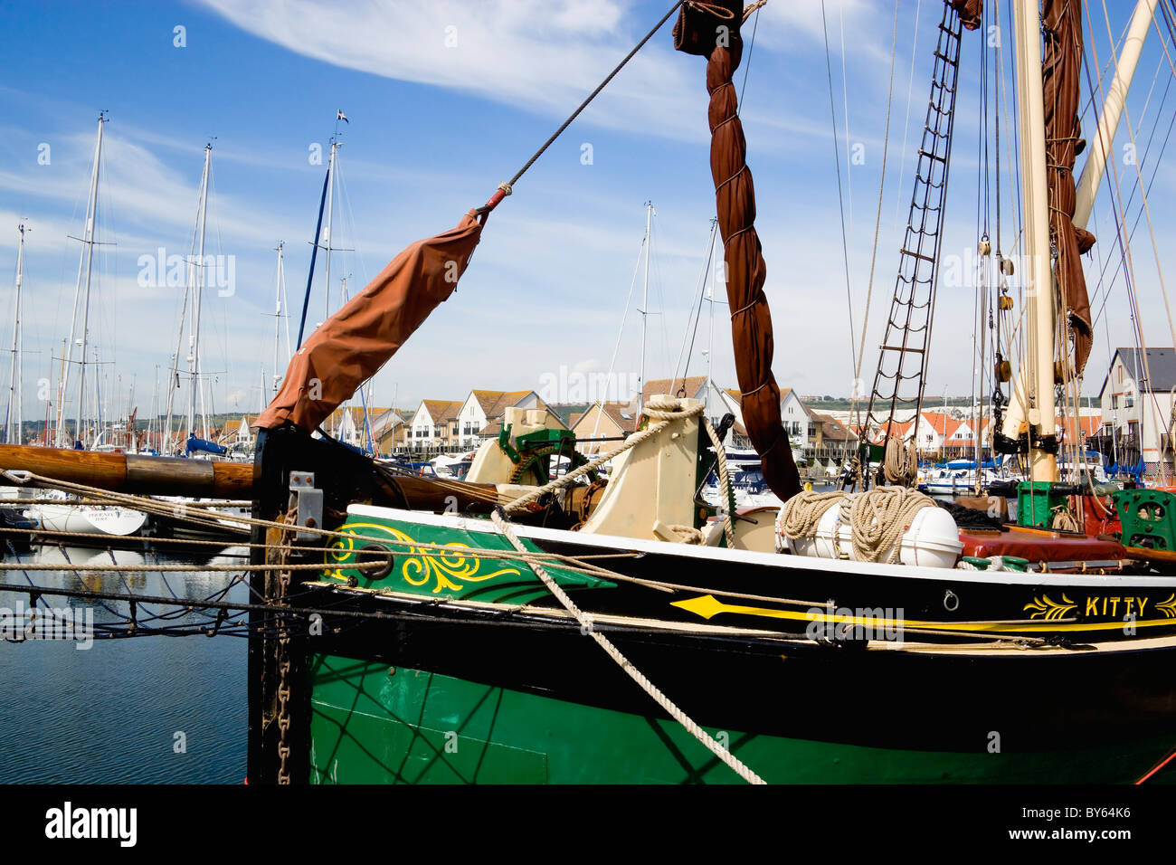 England Hampshire Portsmouth Port Solent Sailing barge SB Kitty moored