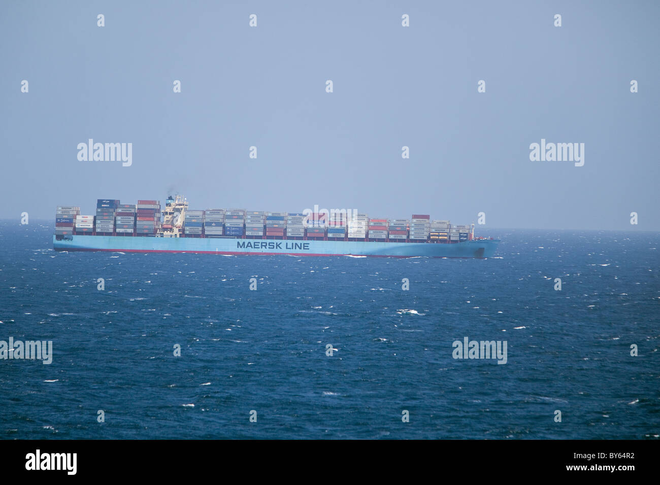 Maersk container ship at sea, in the English Channel. Stock Photo