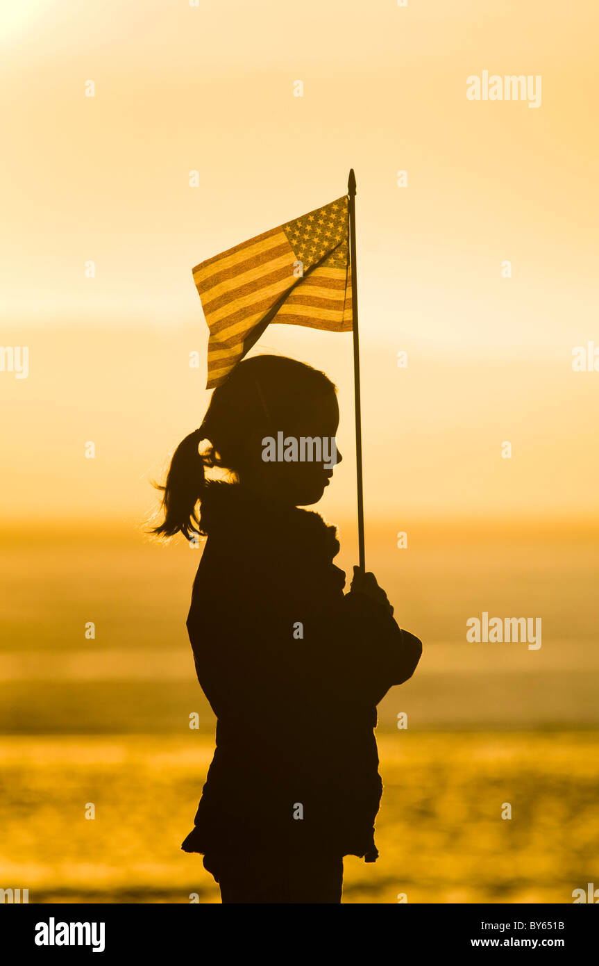 Young Girl Holding Flag Stock Photo Alamy