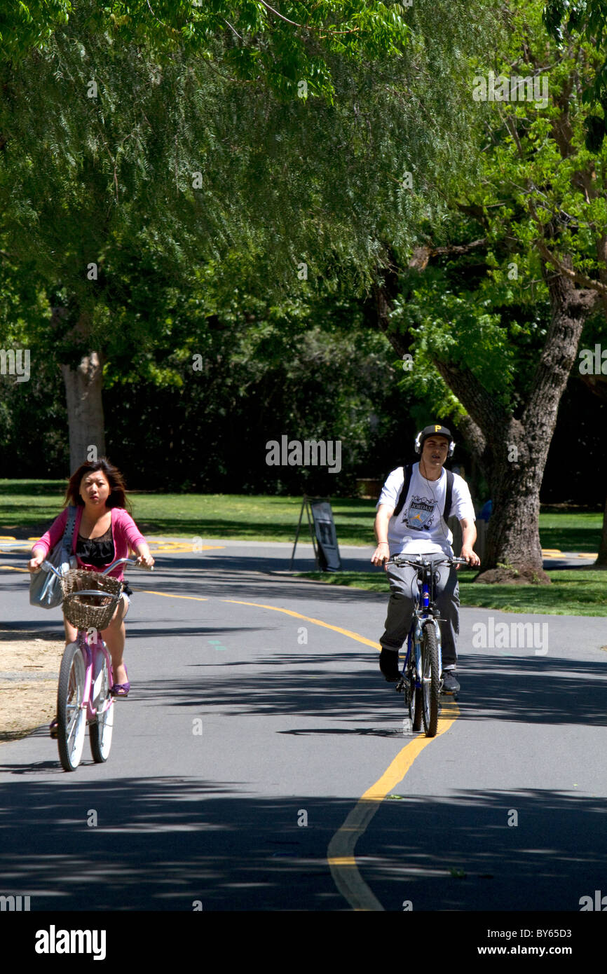 Bikeonly paths on the campus of UC Davis, California, USA Stock Photo