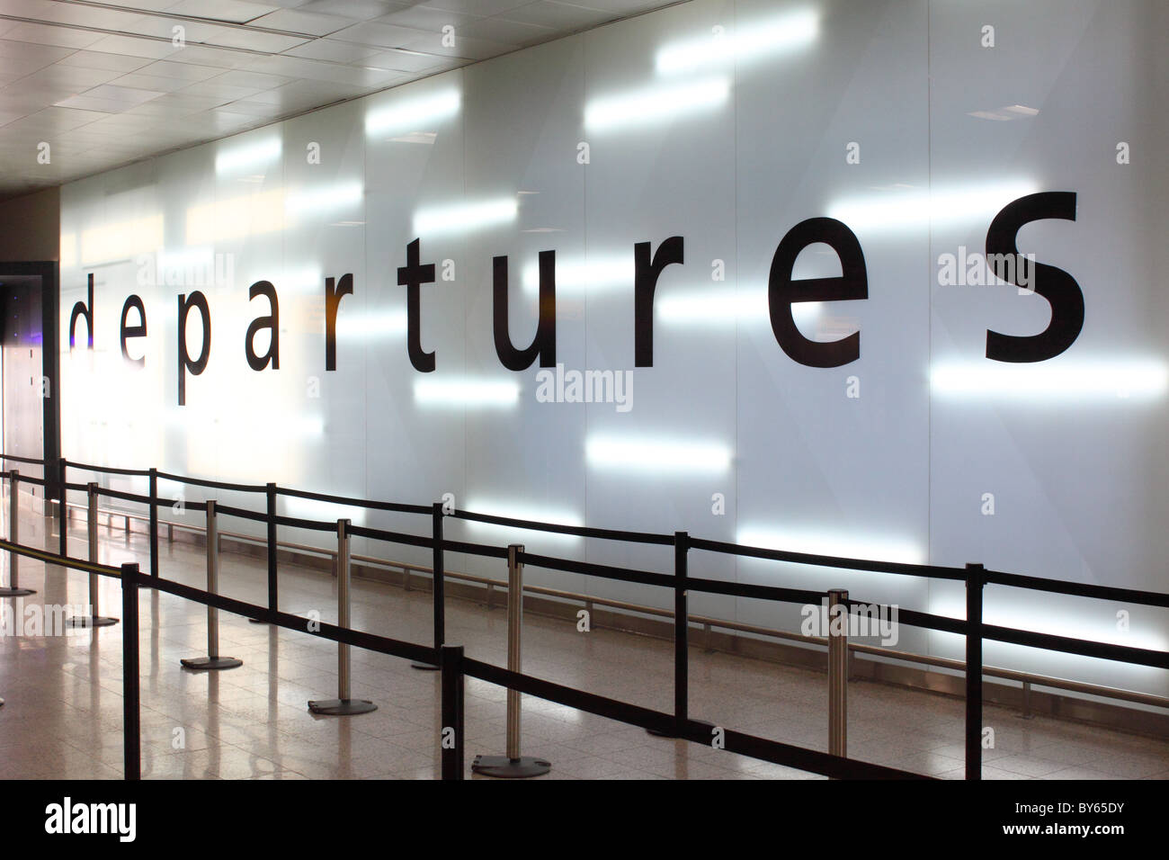 empty departures area of Glasgow airport, Scotland Stock Photo