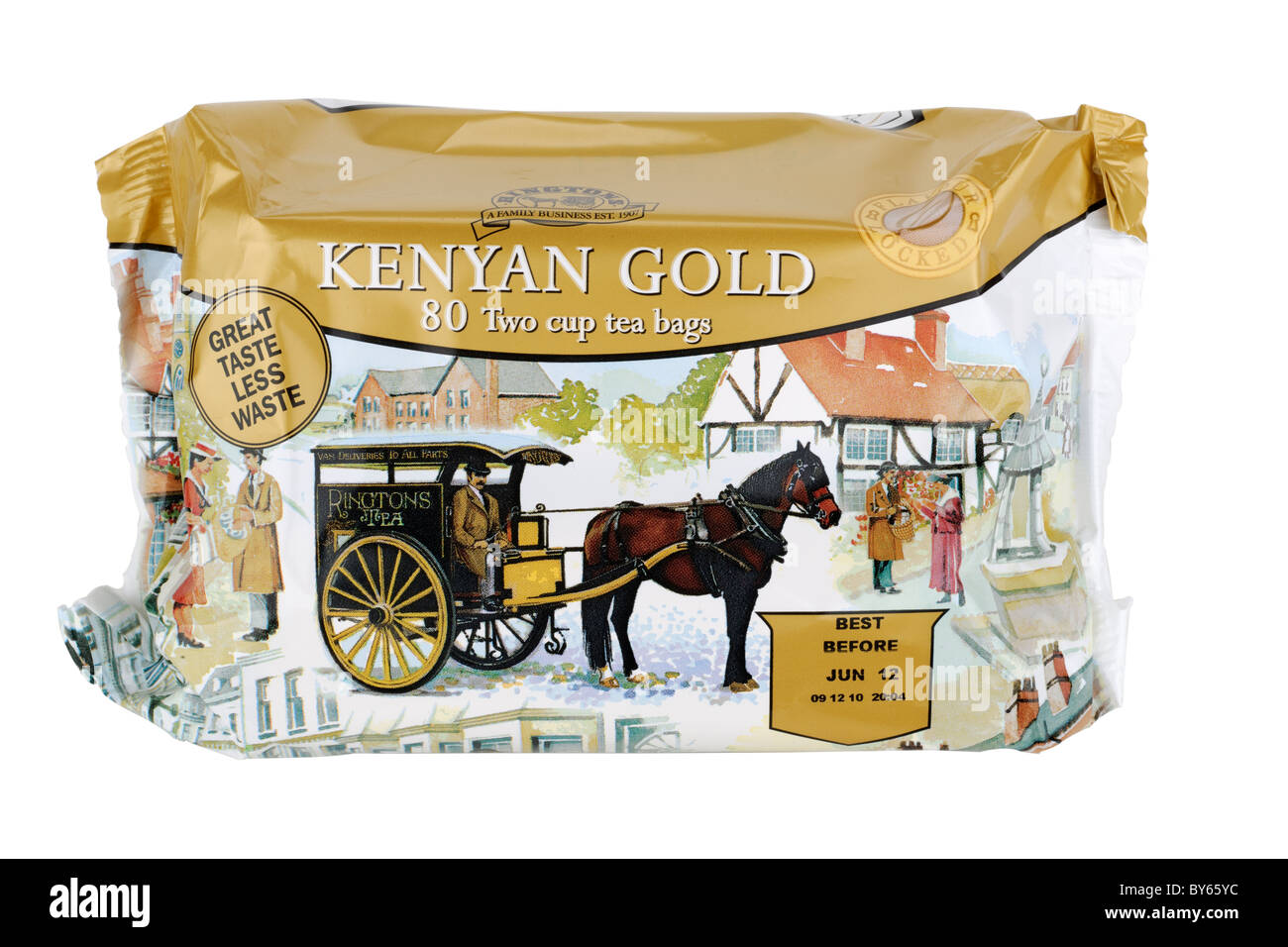 Packet of 80 Rington's Kenyan Gold two cup teabags Stock Photo