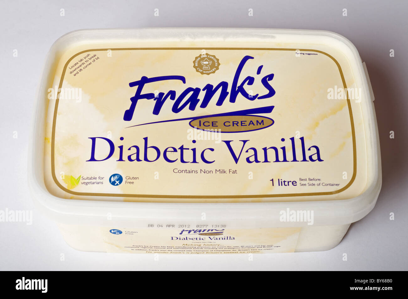 Frank's diabetic vanilla ice cream Stock Photo