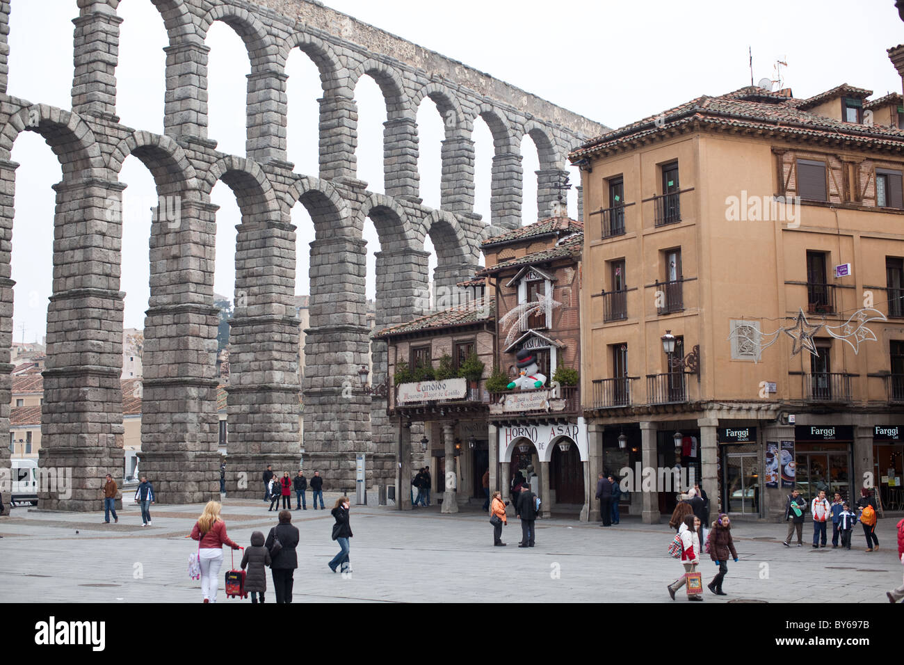 The roman Aqueduct of Segovia, Spain Stock Photo - Alamy