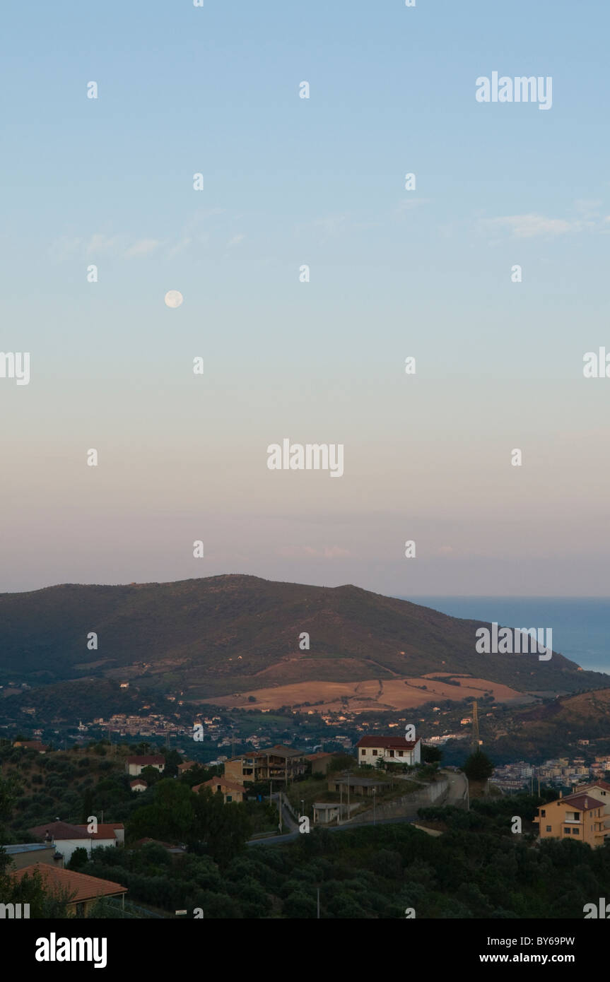 countryside landscape at dusk, Southern Italy Stock Photo