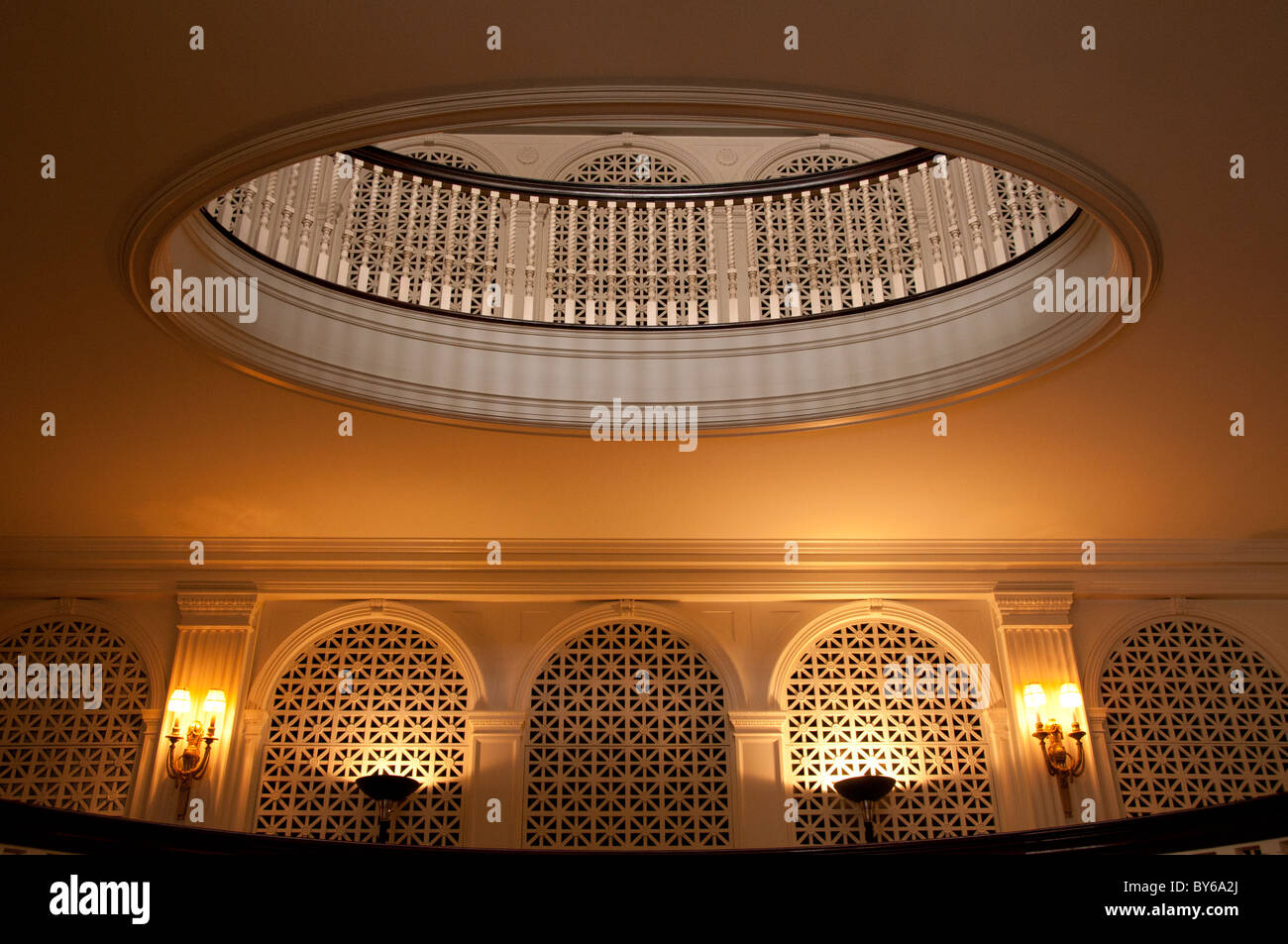 Circular skylight in old Historic mansion. Stock Photo