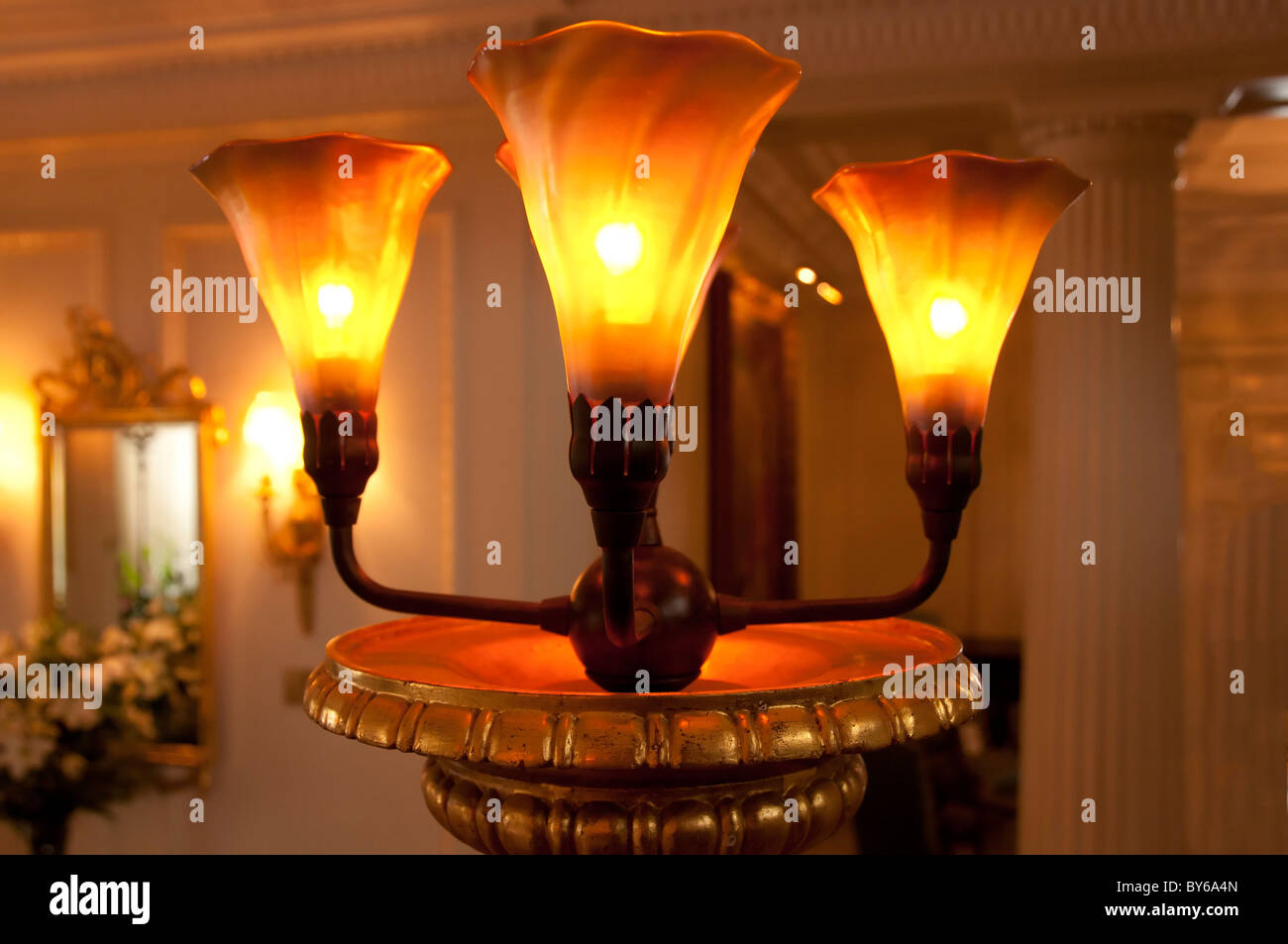 Period light fixtures in old mansion. Stock Photo
