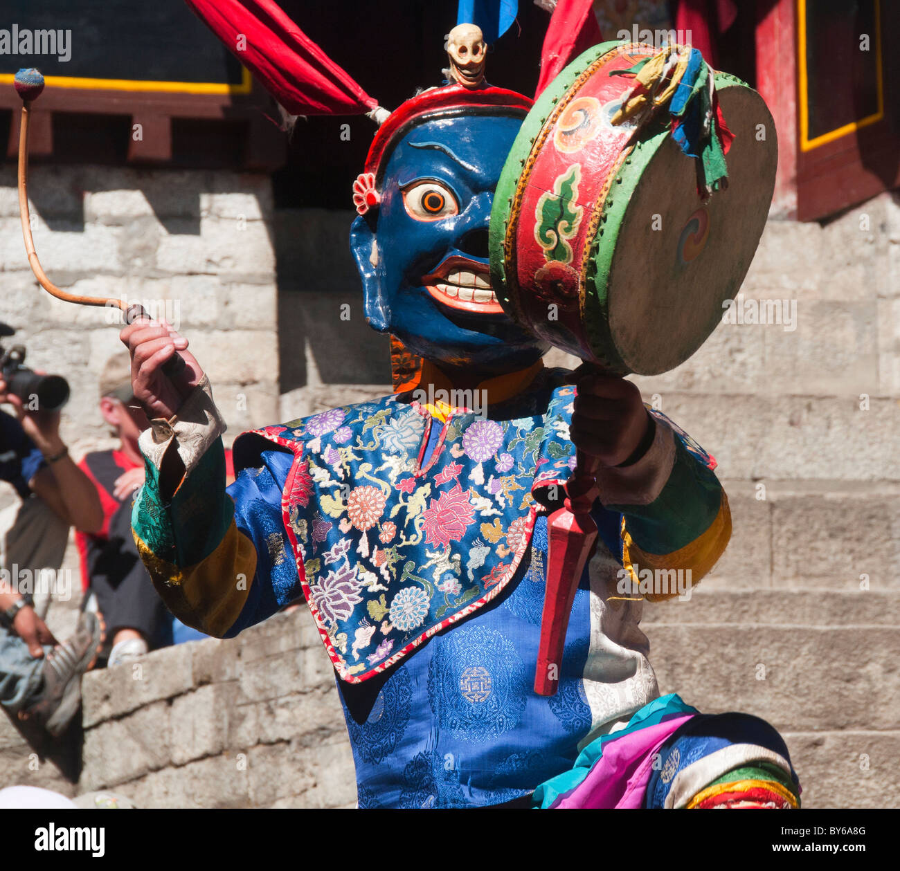 Monk Rimdo monk dancing at the Mani Rimdu Festival at Tengboche Monastery in the ...