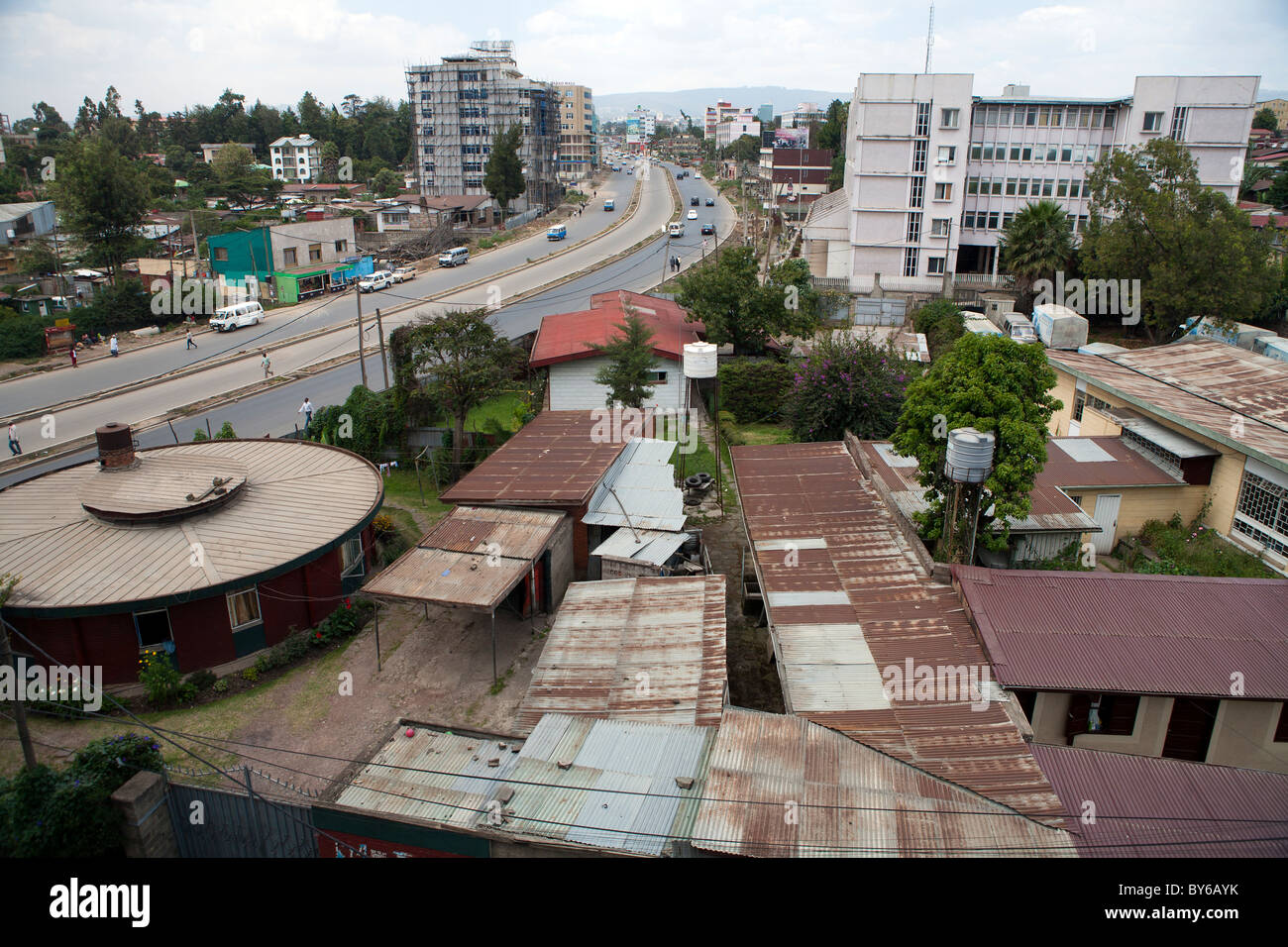 Rooftop view over Addis Ababa's southern suburbs Stock Photo