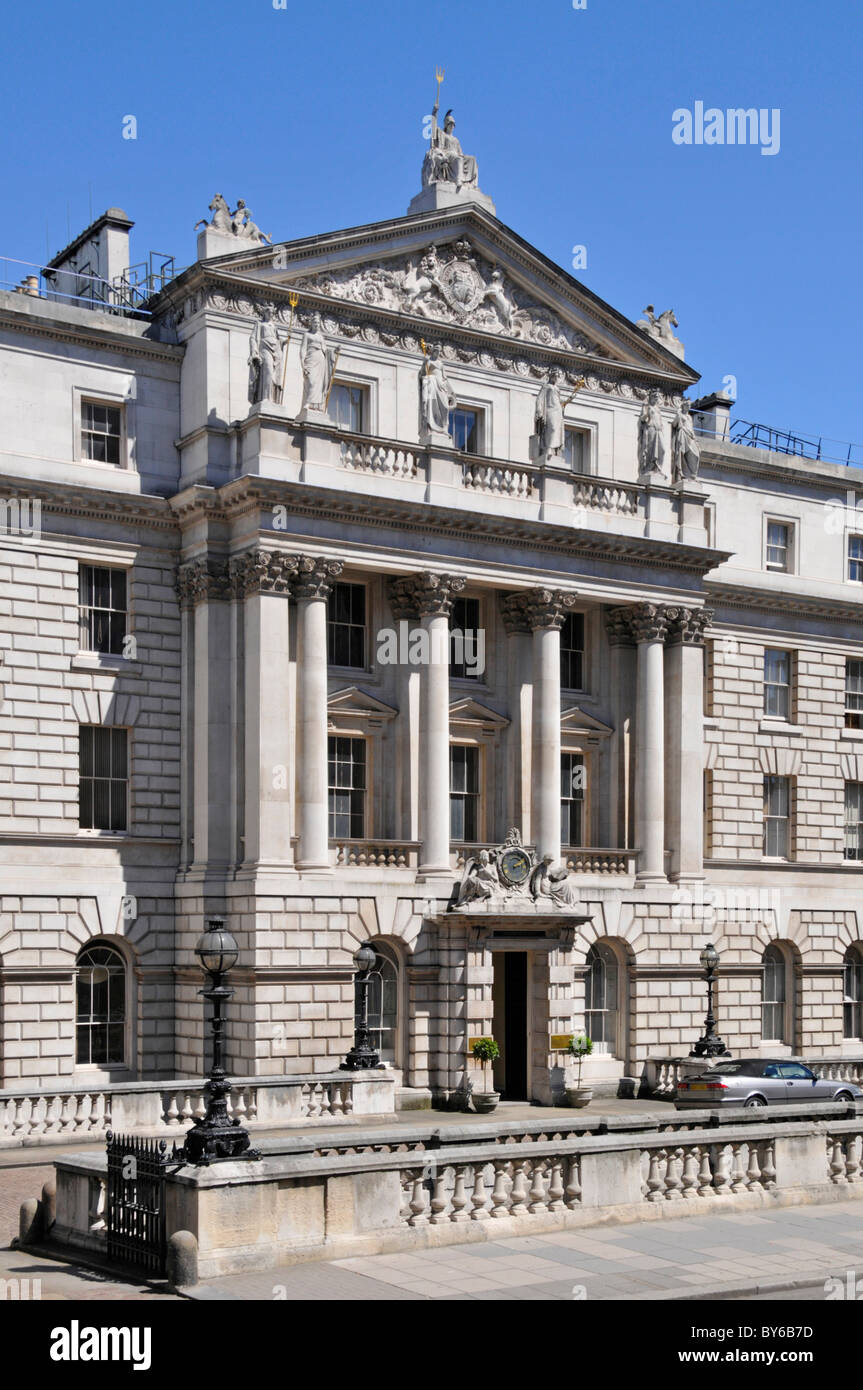 Portland Stone façade 'New Wing' of Somerset House facing Lancaster Place until 2013 home of UK Inland Revenue government office in London England UK Stock Photo