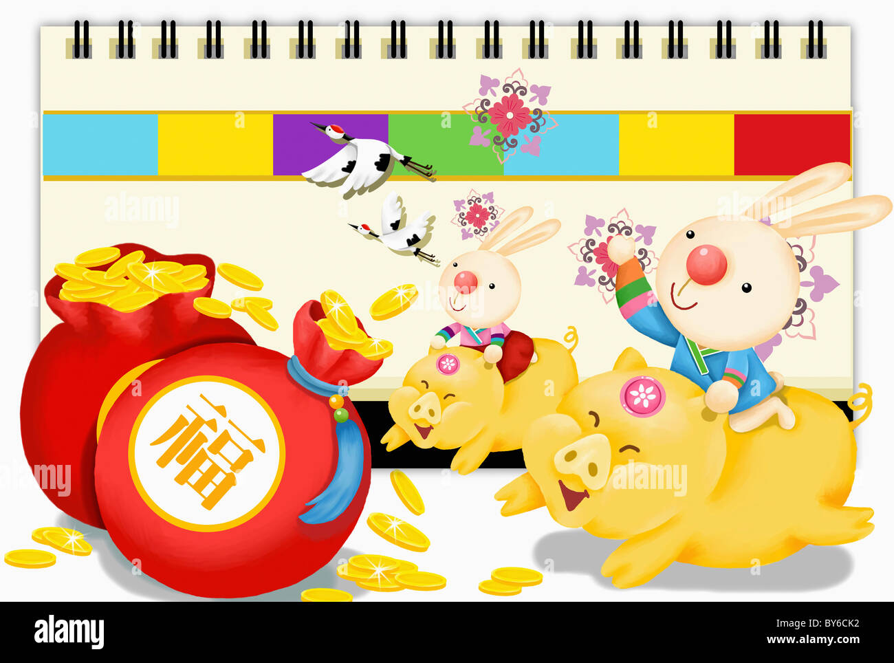 illustration in 2011 lunar year rabbits Stock Photo - Alamy
