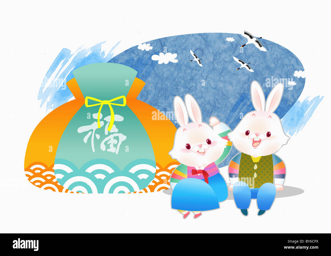 illustration in 2021 lunar year rabbits Stock Photo