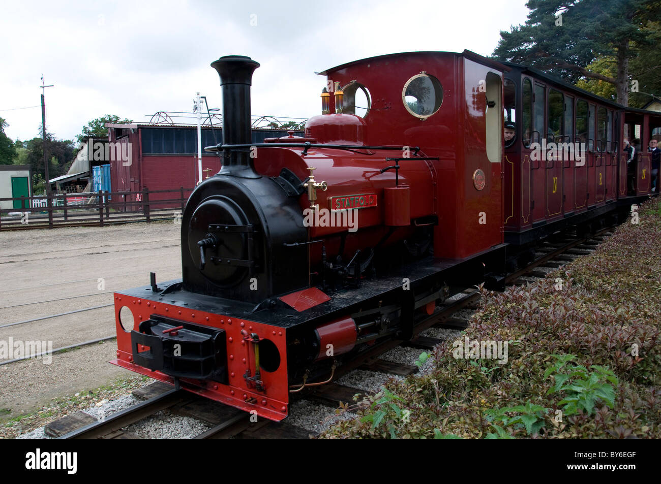 Small steam locomotive at Bressingham Steam Museum in Norfolk, England. Stock Photo