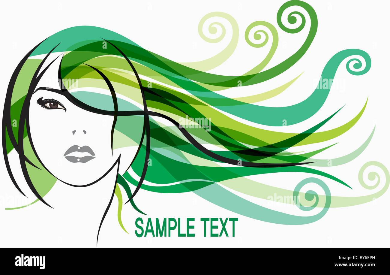 charming hair style in illustration Stock Photo