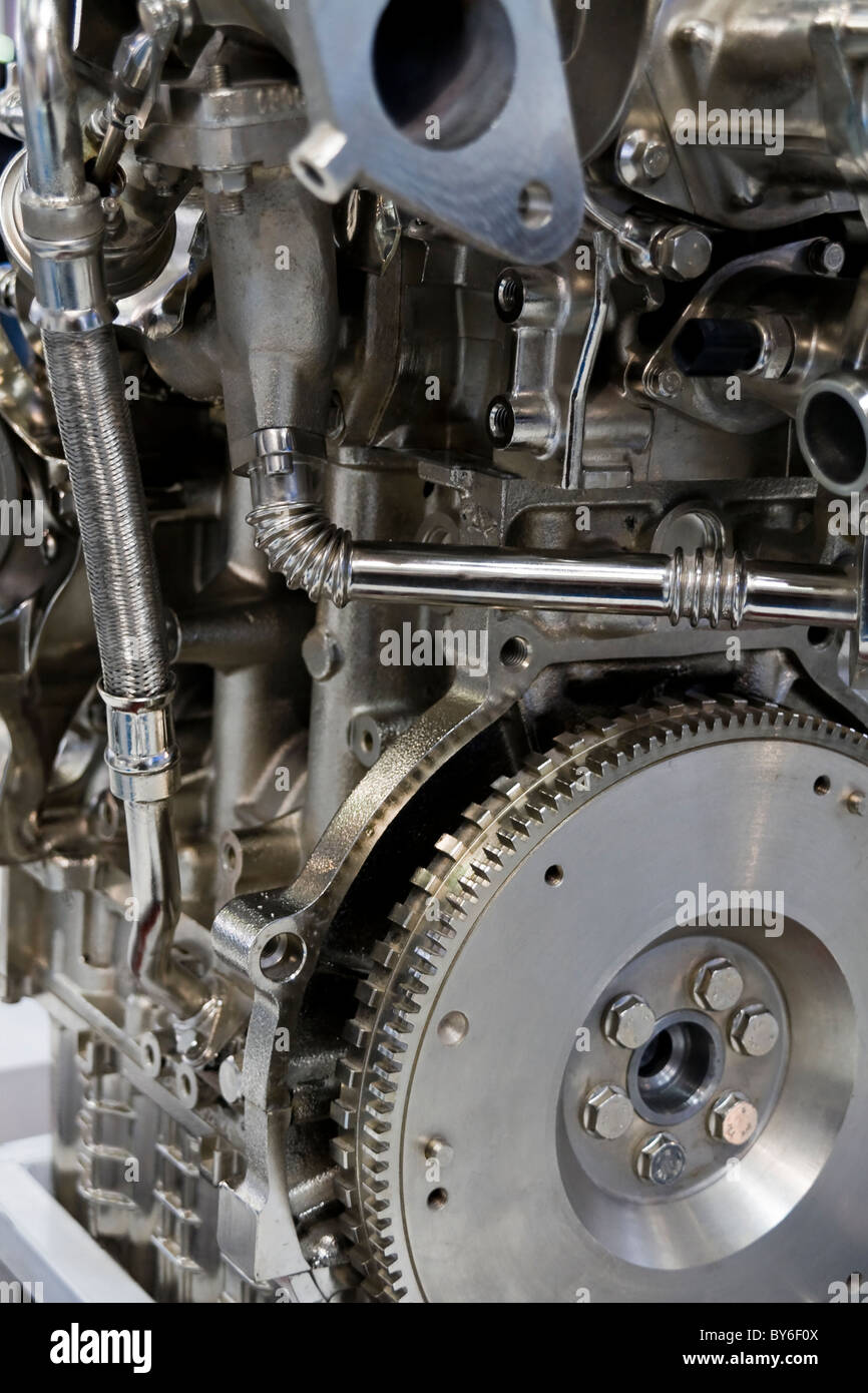 Complex engine of modern car interior view Stock Photo - Alamy