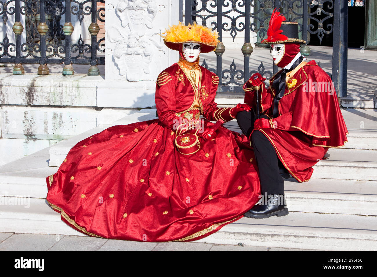 Two people in costume at the Venice Carnival, Italy Stock Photo - Alamy