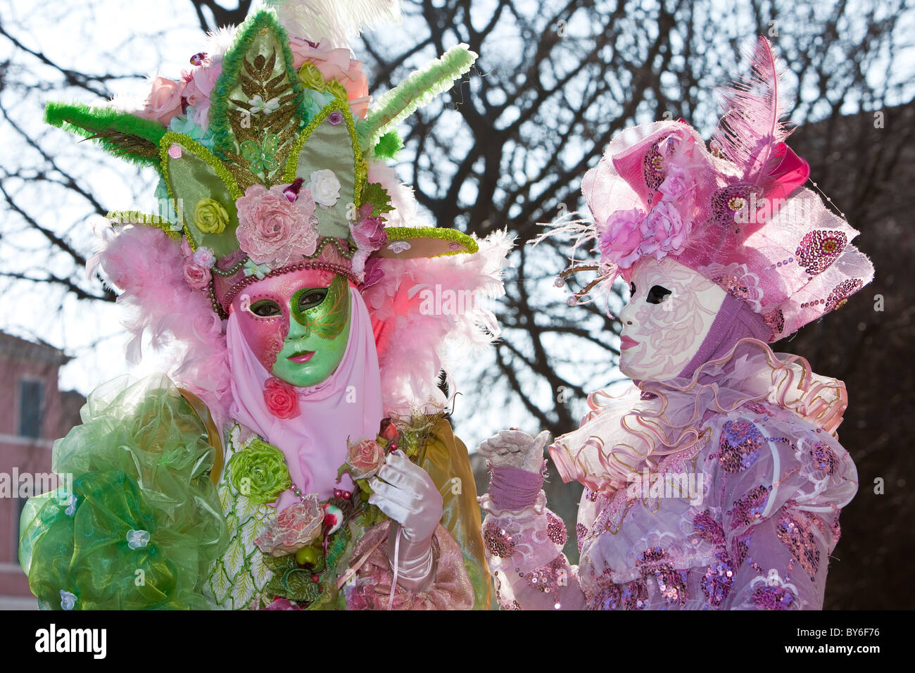 Two people in costume at the Venice Carnival, Italy Stock Photo - Alamy