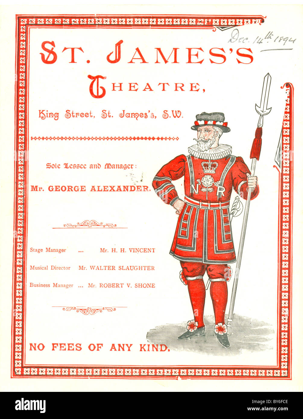 Theatre programme for St. James's Theatre, London Stock Photo