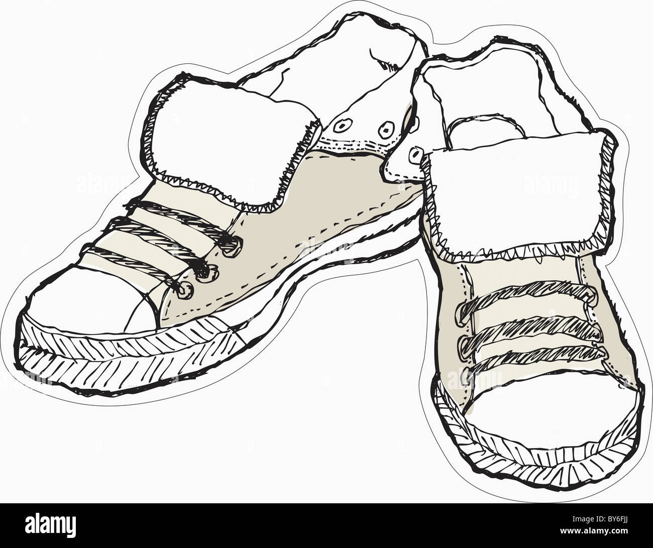 sneakers in illustration Stock Photo