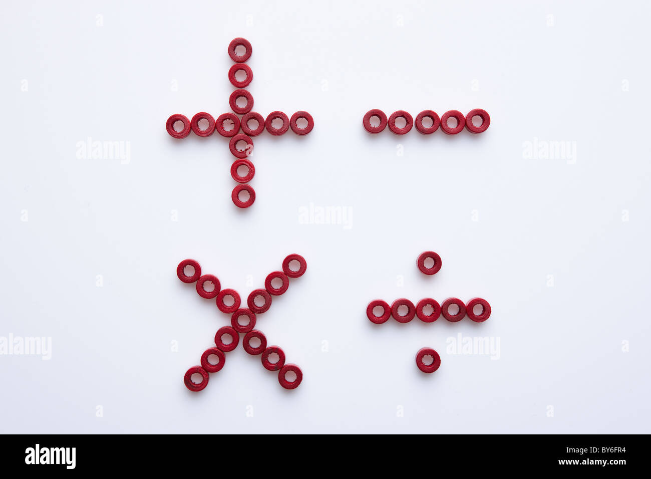Calculation sign in red color Stock Photo