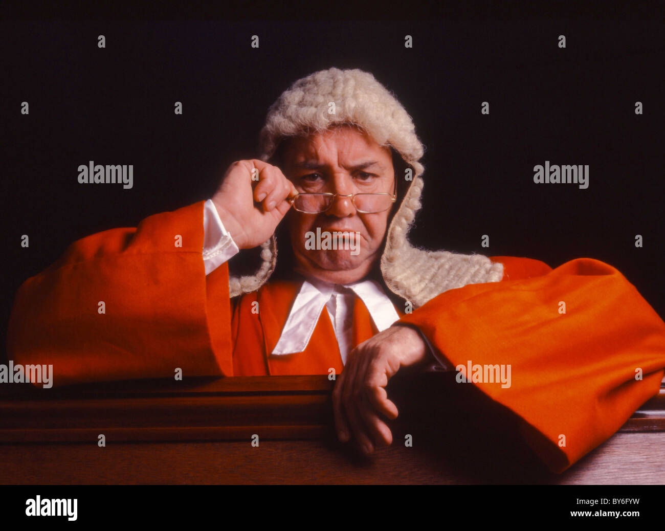 HIGH COURT JUDGE IN RED ROBE Stock Photo