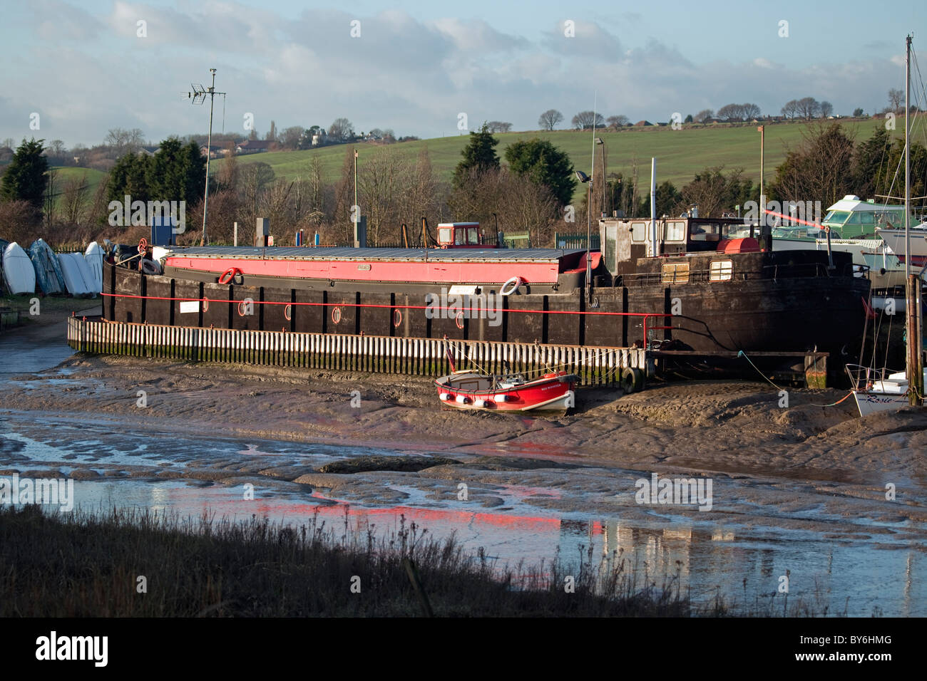 Houseboat at permanent mooring Stock Photo Alamy