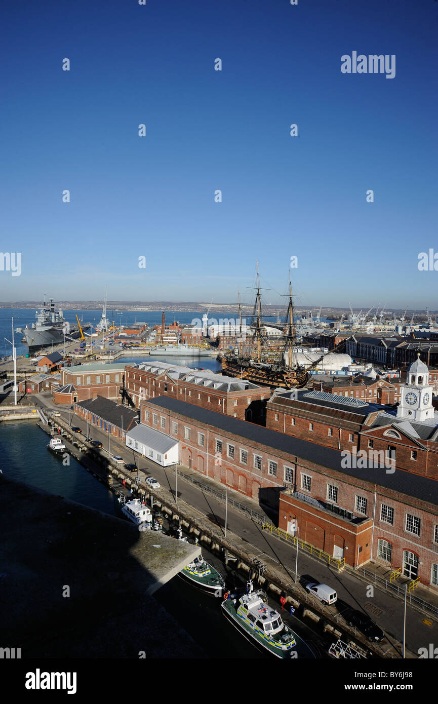 Portsmouth Dock yard from the semaphore tower Stock Photo