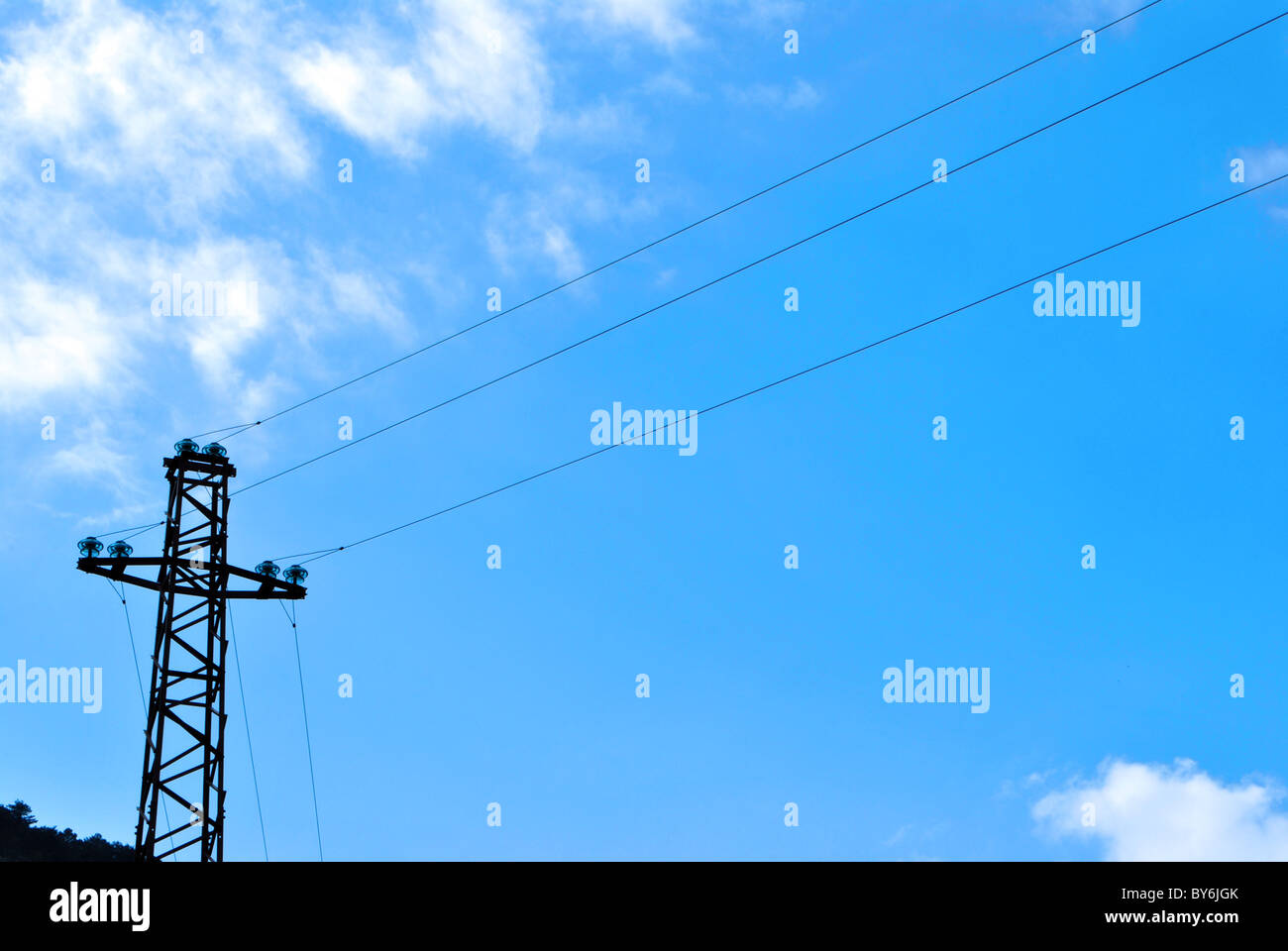 Electrical towers for transport high voltage electricity Stock Photo