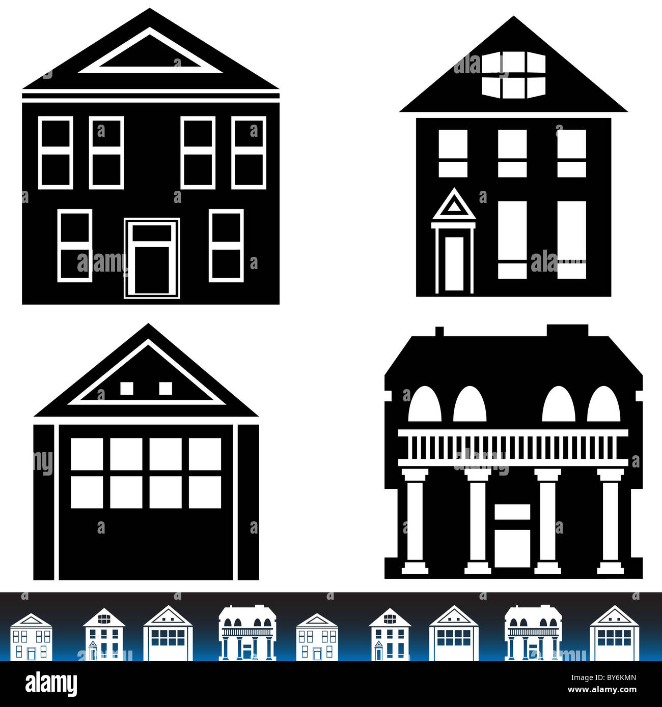 Building set isolated on a white background Stock Photo - Alamy