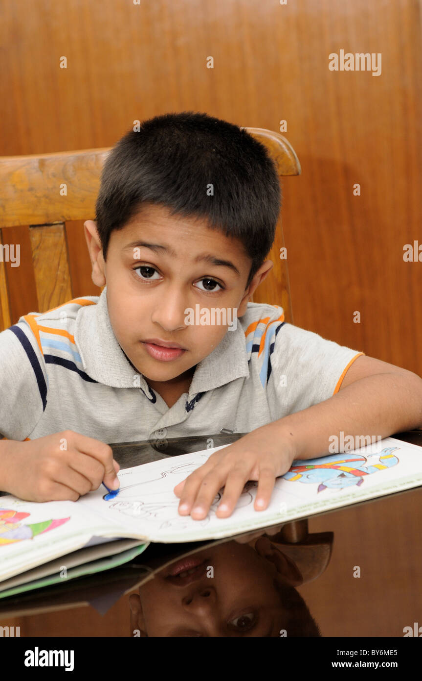 indian kid doing homework