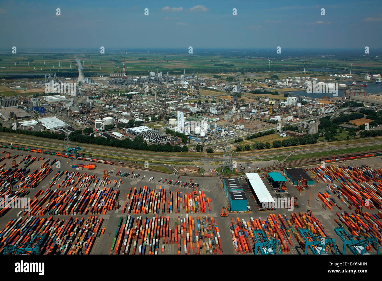 ANTWERP FROM THE SKY: PORT Stock Photo