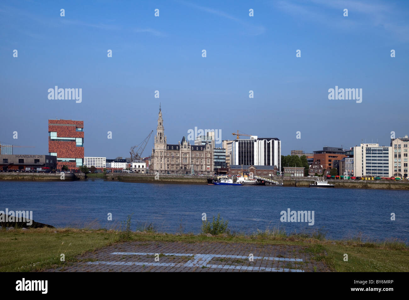 ANTWERPEN SKYLINE WITH MAS MUSEUM Stock Photo