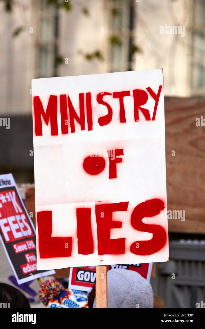 Placard during student protest against tuition fees Stock Photo - Alamy