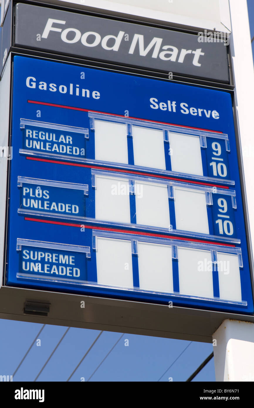 Gas station marquee sign showing no prices. Fill in your own Stock