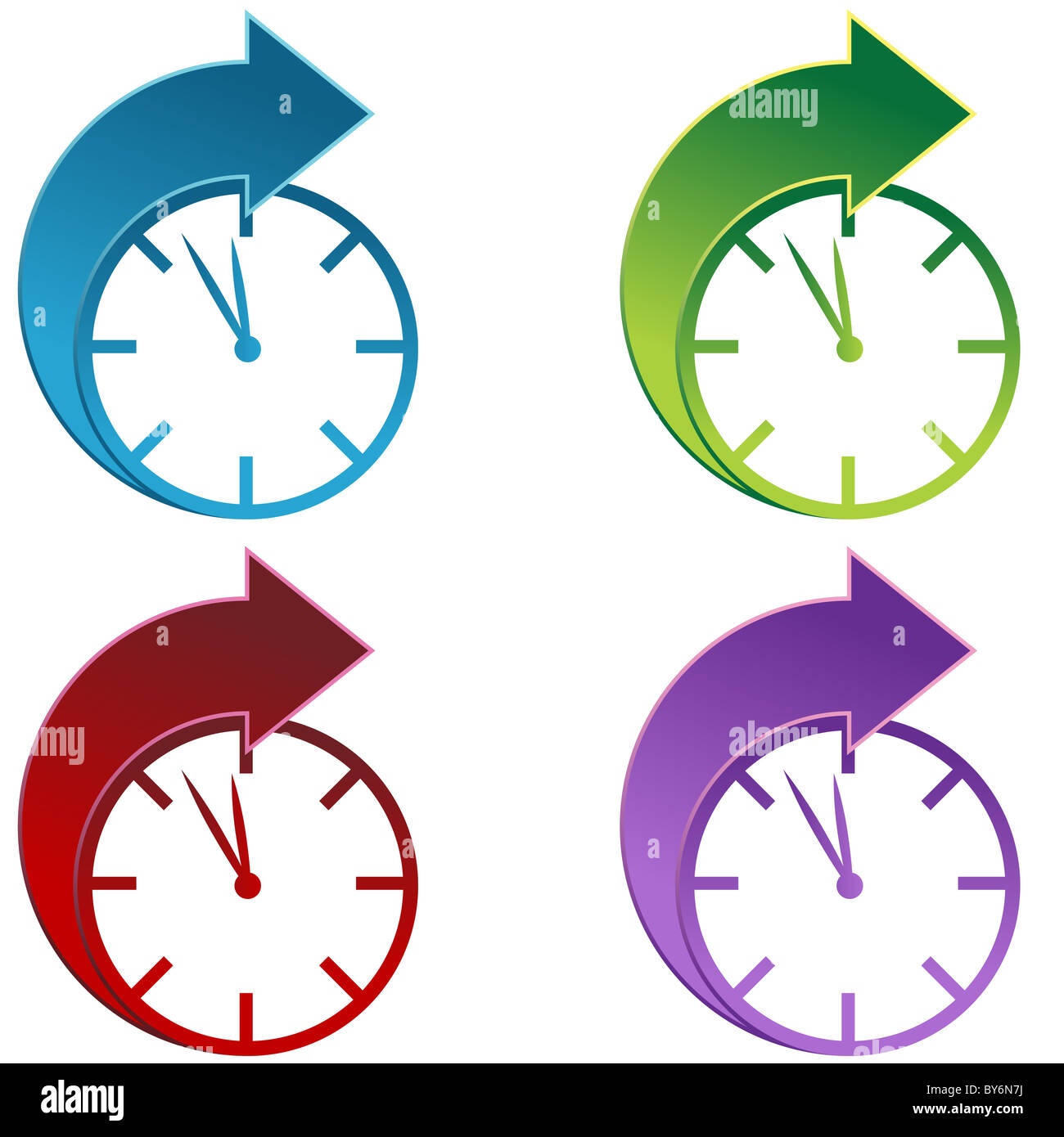 Clocks moving foward isolated on a white background Stock Photo Alamy