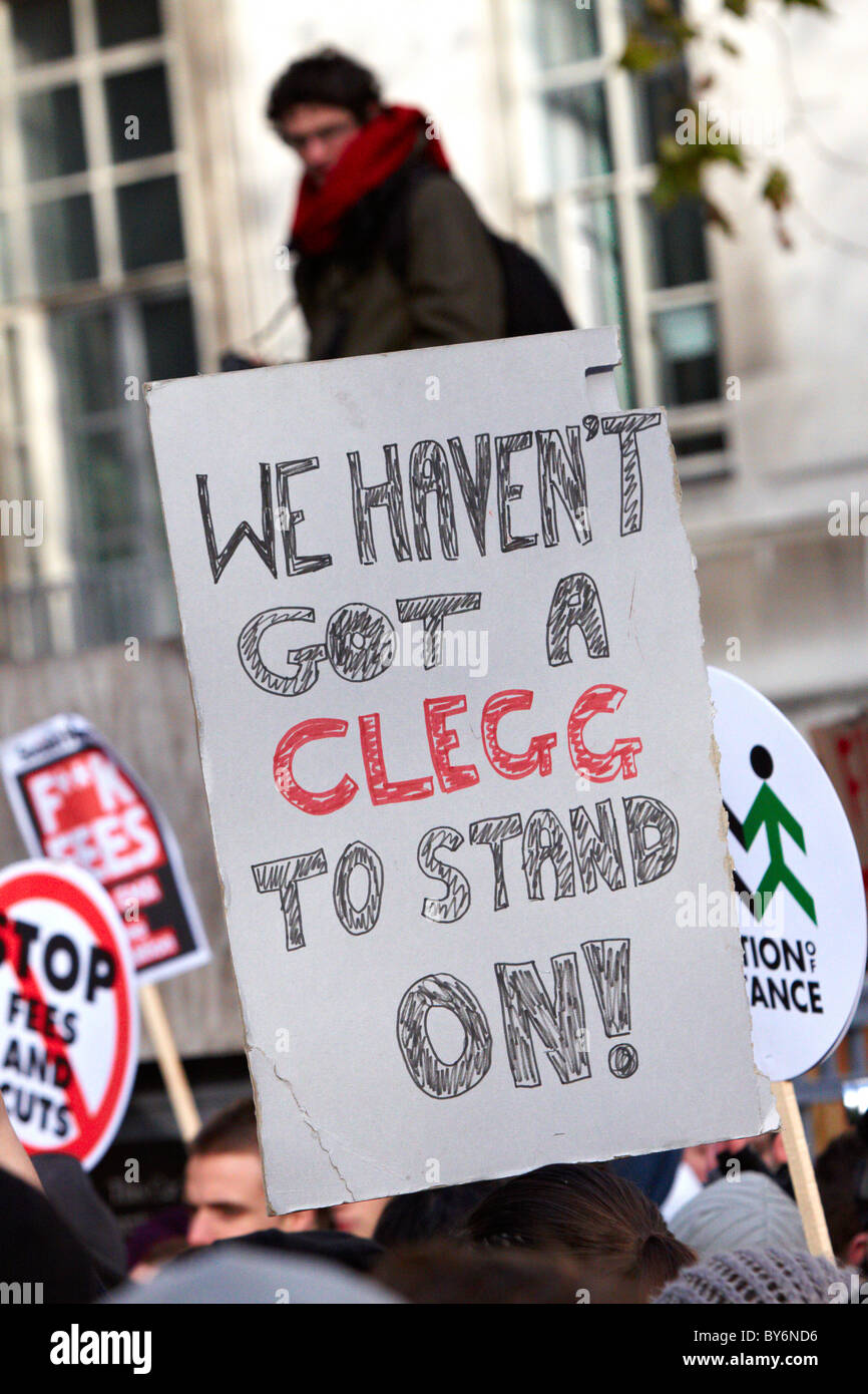 Placard during student protest against tuition fees Stock Photo - Alamy
