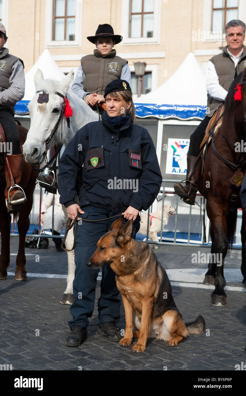 police dog unit parade Italy Stock Photo